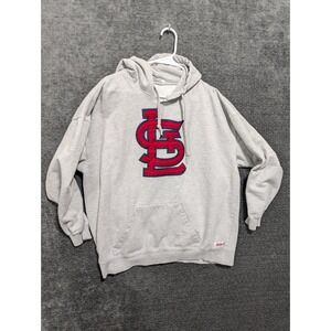 Stitches Athletic St Louis Cardinals Hoodie Gray Pullover Spell Out Logo